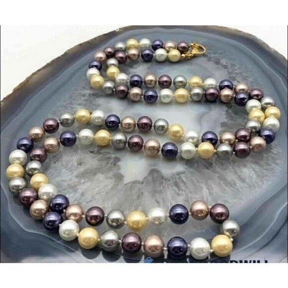 KJL Signed KENNETH JAY LANE Long MultiColor Pastel Lg Faux Pearl Beaded Necklace - Picture 3 of 6